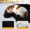 Black Plush Calming Dog Couch Bed with Anti-Slip Bottom